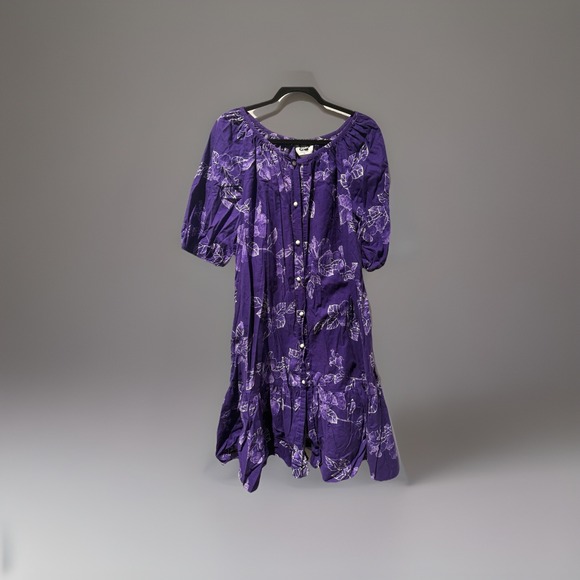 VTG HILO HATTIES HAWAIIAN DRESS MADE IN HAWAII WOMEN'S SIZE XL Purple Floral - Picture 1 of 10